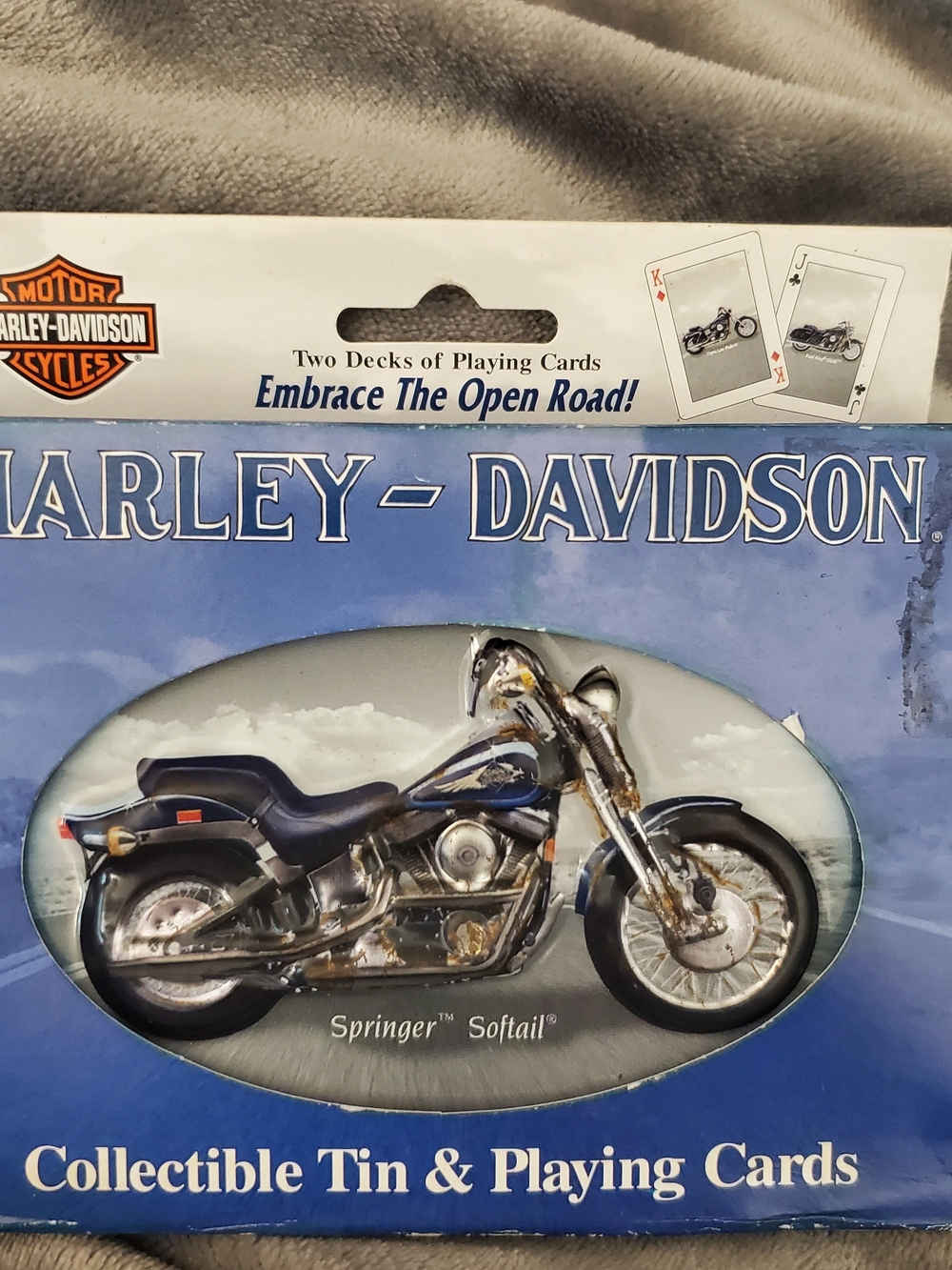 Harley-Davidson Springer Softail Blue & White New Playing Cards Collector Tin